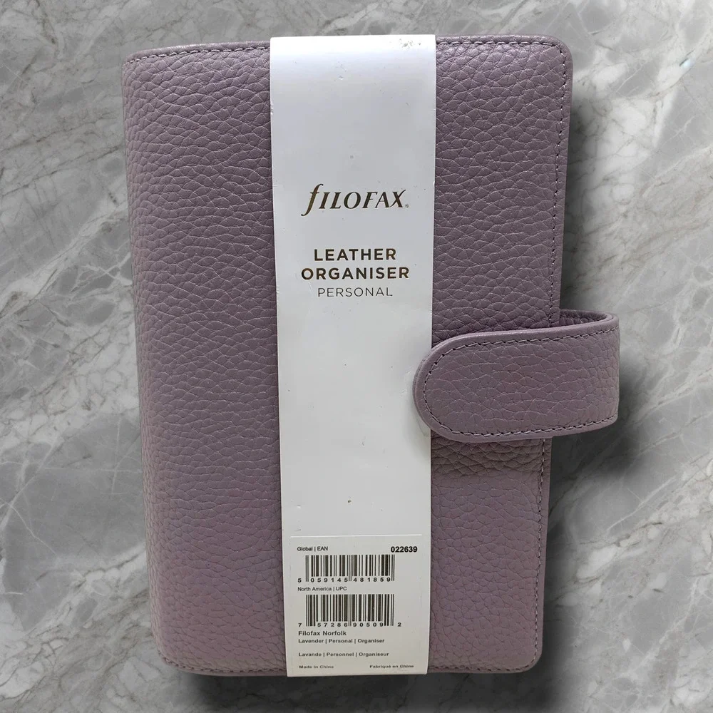 NEW Filofax Norfolk Lavender Genuine Leather Ring Agenda Organiser w/Inserts